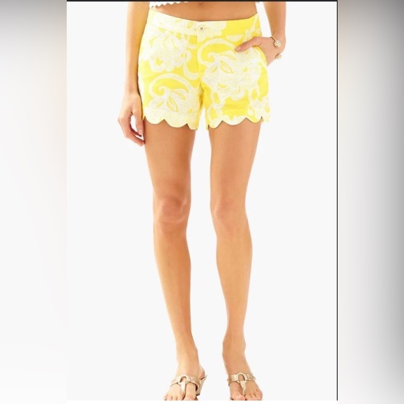 Lilly Pulitzer Yellow Buttercup Short Scallop Hem 100% Cotton Size 2 - Picture 3 of 13